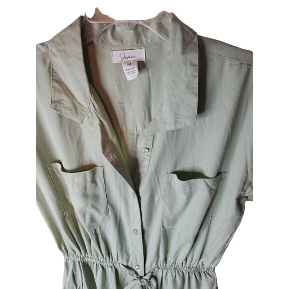 Japna Sage Green Elastic Waist Shirt Dress, Medium - Picture 2 of 5